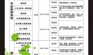 英语培训机构价目表 英语培训机构价目表